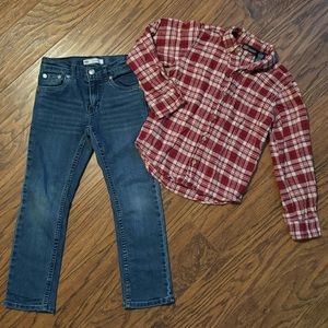 Levi’s 511 & Red Button Up Outfit - 2 Piece Set (7R)